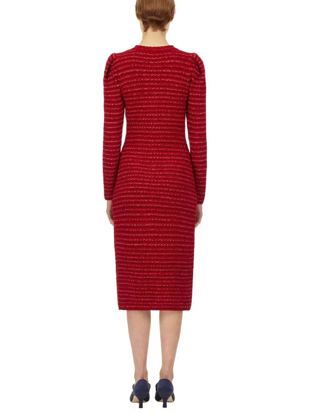 Longline Knit Cardigan Dress Red - Dresses