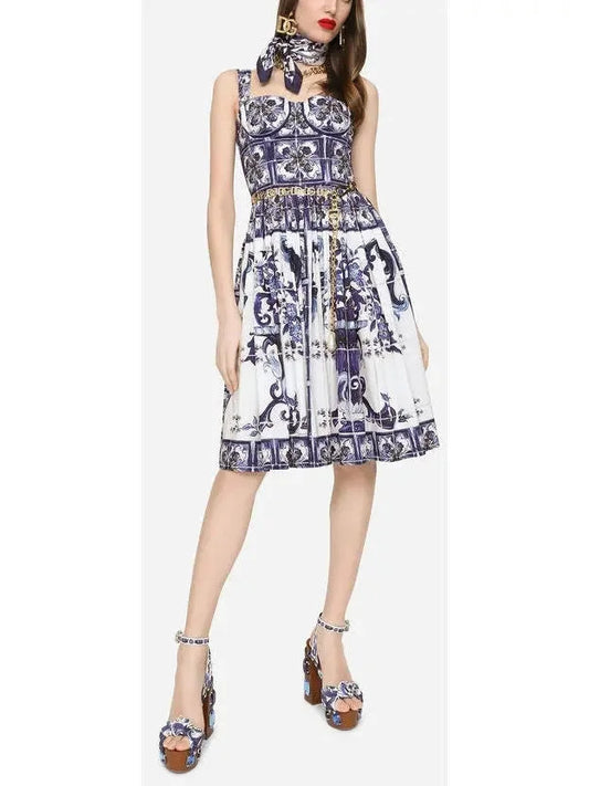 Majolica Bustier Midi Dress - Dresses