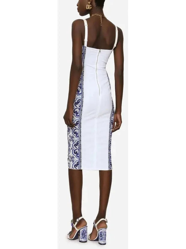Majolica-Print Charmeuse Bustier Dress - Dresses
