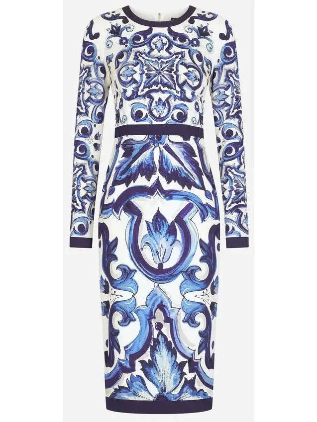 Majolica-Print Charmeuse Midi Dress - Dresses
