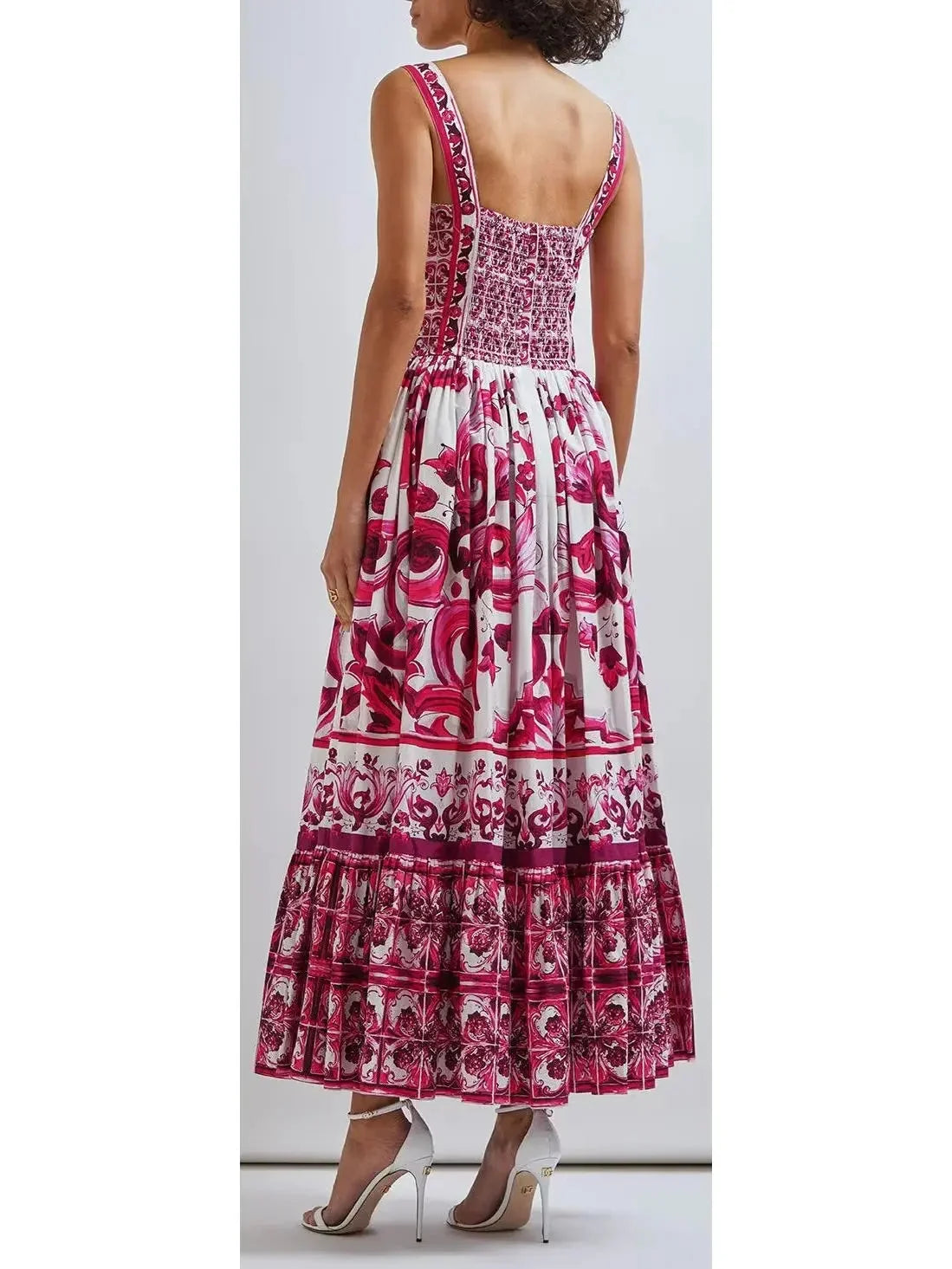 Majolica Print Poplin Dress - Dresses