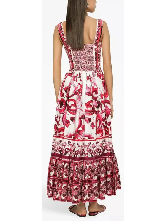 Majolica Print Poplin Dress - Dresses