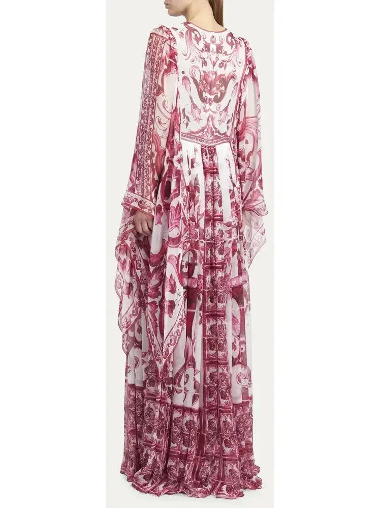 Majolica-Print Silk Maxi Dress - Dresses