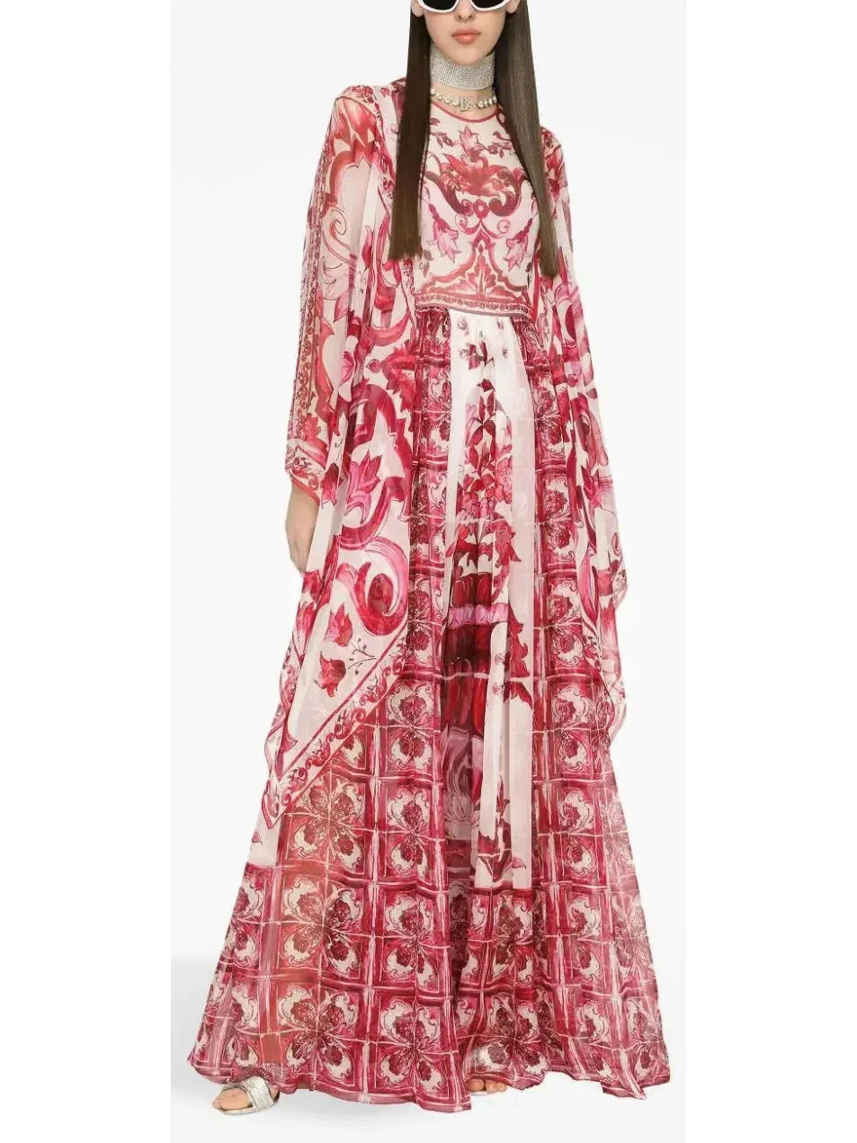 Majolica-Print Silk Maxi Dress - Dresses