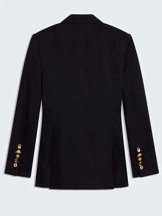 Measuring Tape Embroidered Single-Breasted Blazer - Jackets