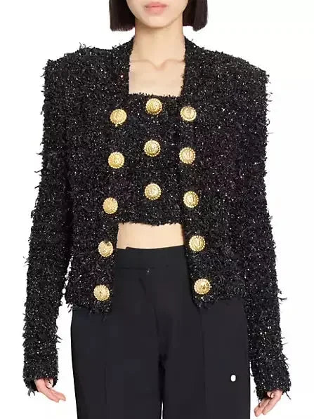 Metallic Tweed Cardigan Jacket - Sweaters & Knitwear