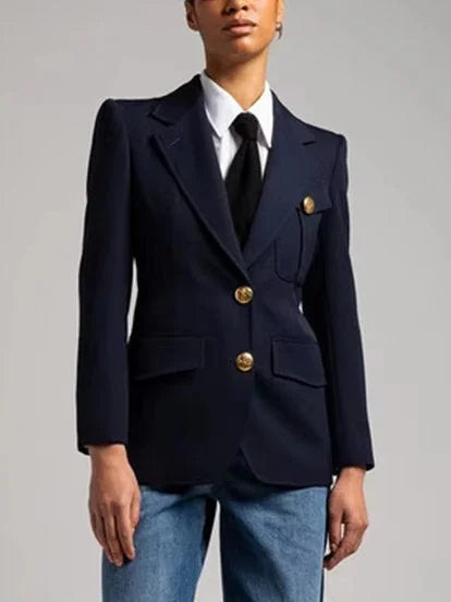 Military Style Single-Breasted Blazer - Jackets