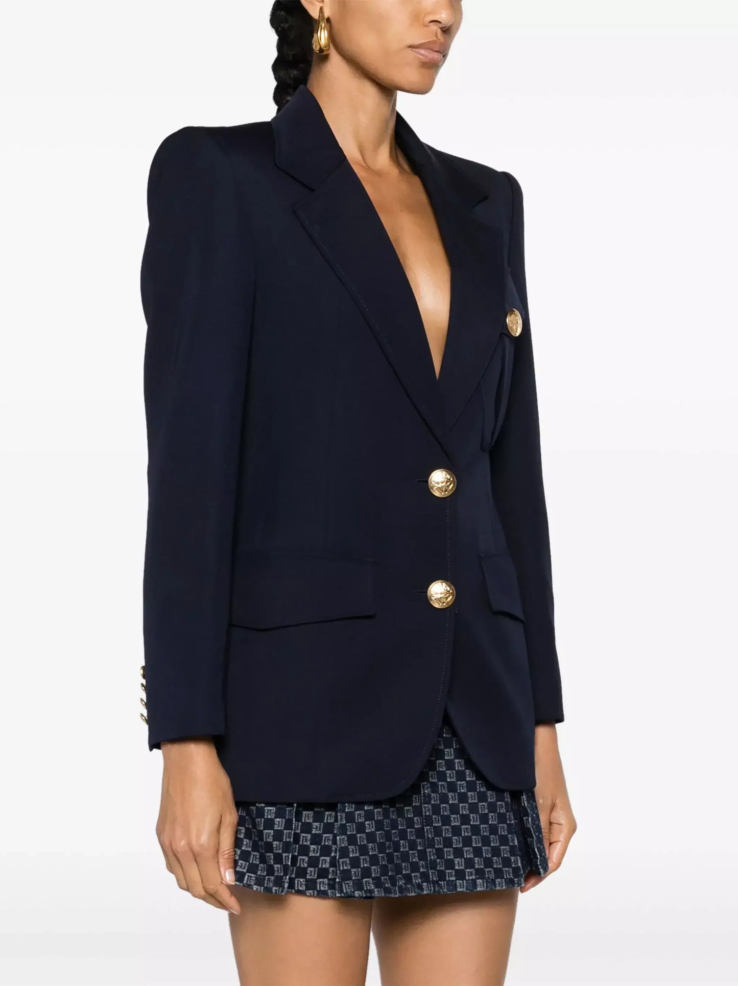 Military Style Single-Breasted Blazer - Jackets