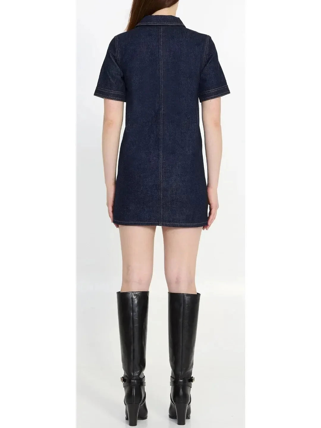 Mini Workwear Dress in Rinsed Wash Denim - Dresses