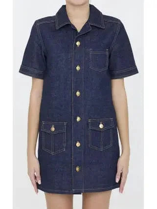 Mini Workwear Dress in Rinsed Wash Denim - Dresses