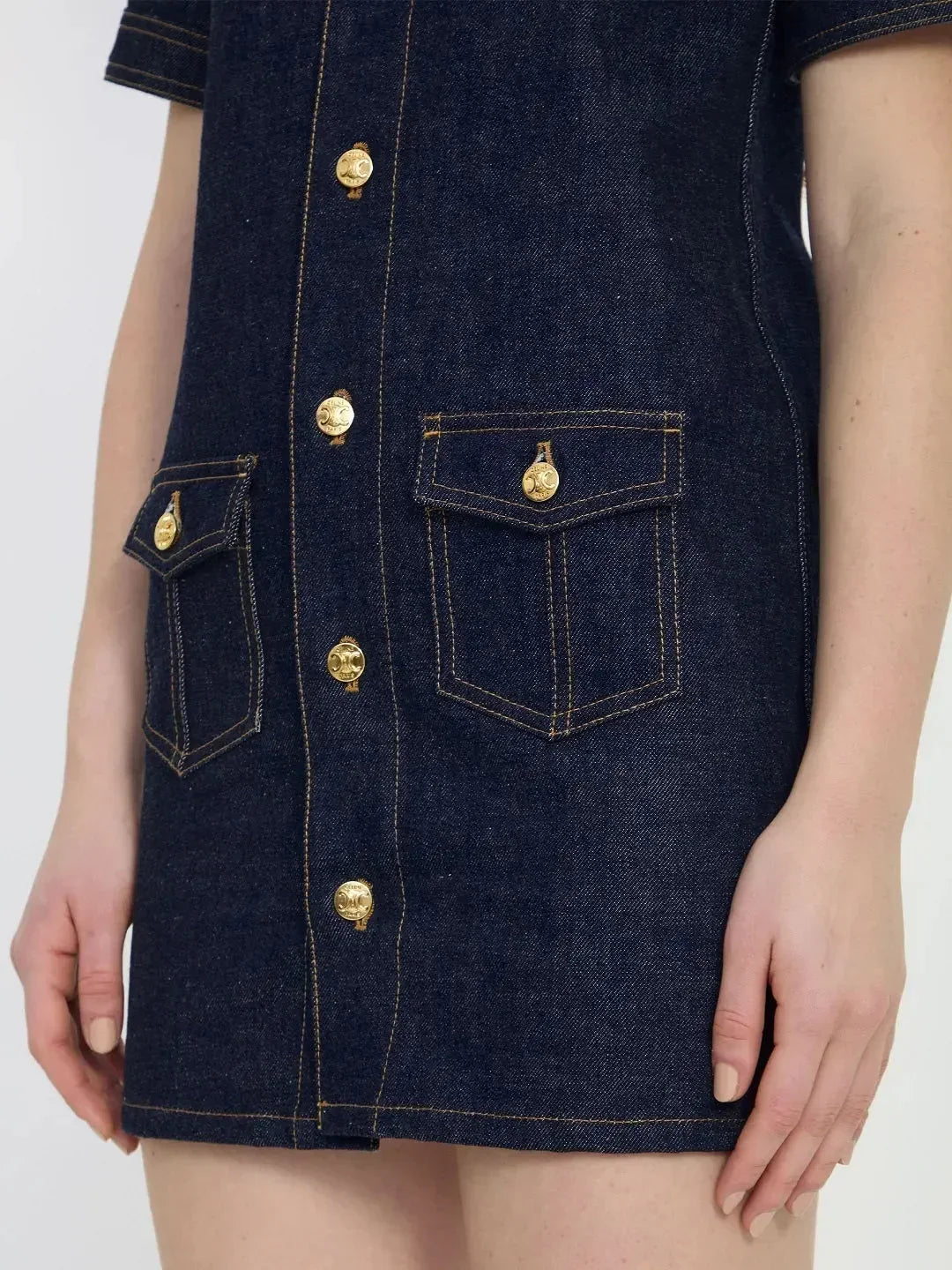 Mini Workwear Dress in Rinsed Wash Denim - Dresses