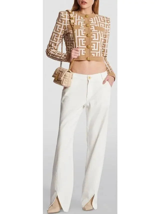 Monogram Knit Cropped Cardigan - Sweaters & Knitwear