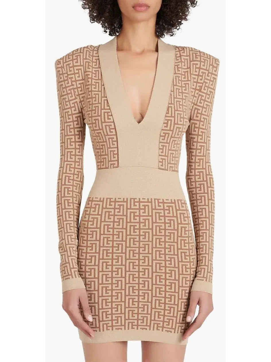 Monogram Knit Mini Dress - Dresses