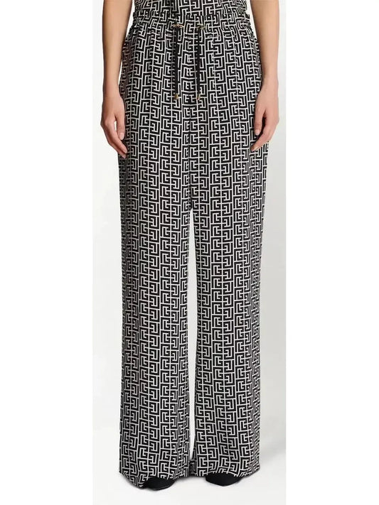 Monogrammed Flowing Trousers - Jeans & Pants