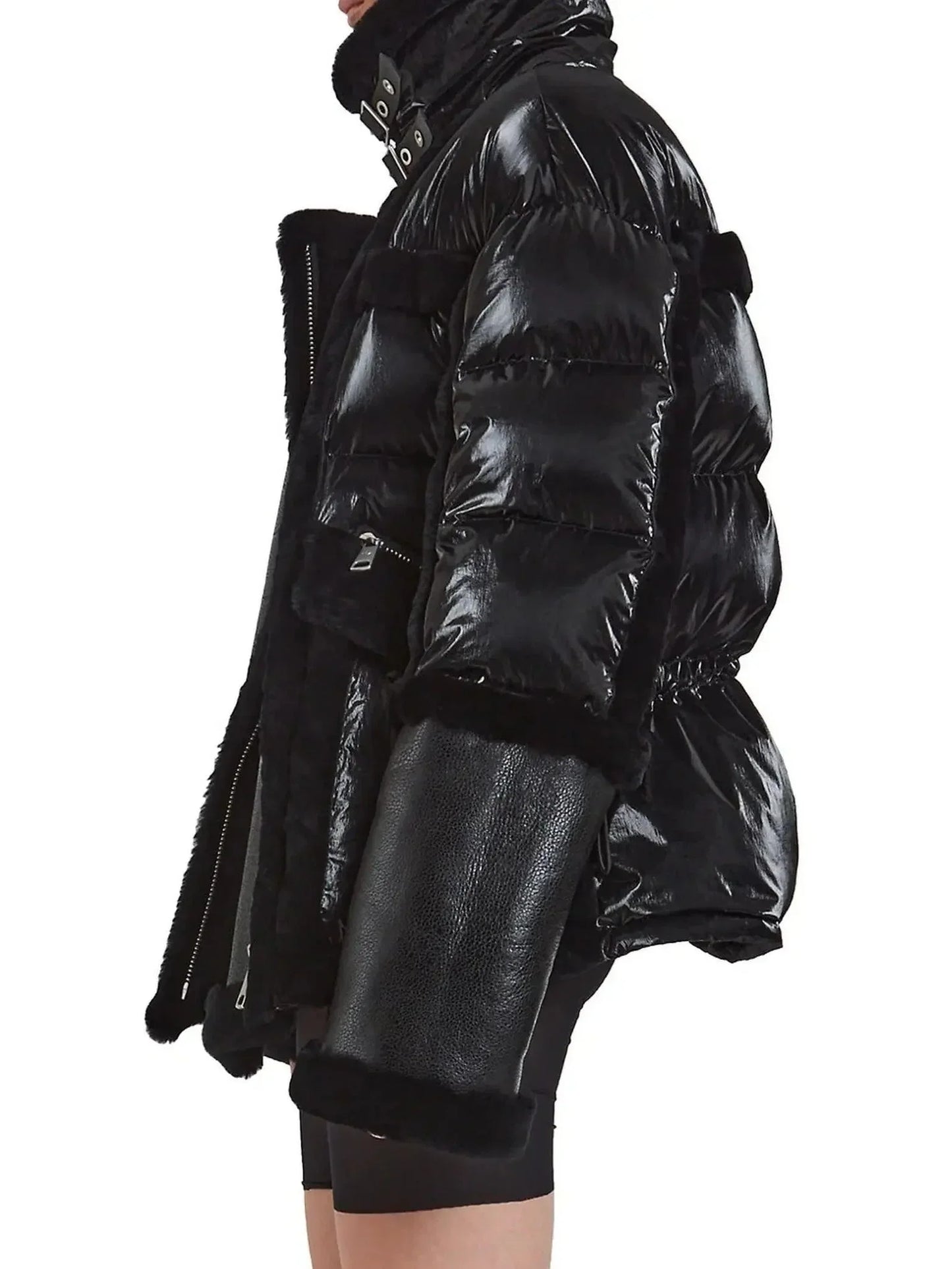 Montmartre Shearling Aviator Down Puffer-Back Jacket Black - Jackets