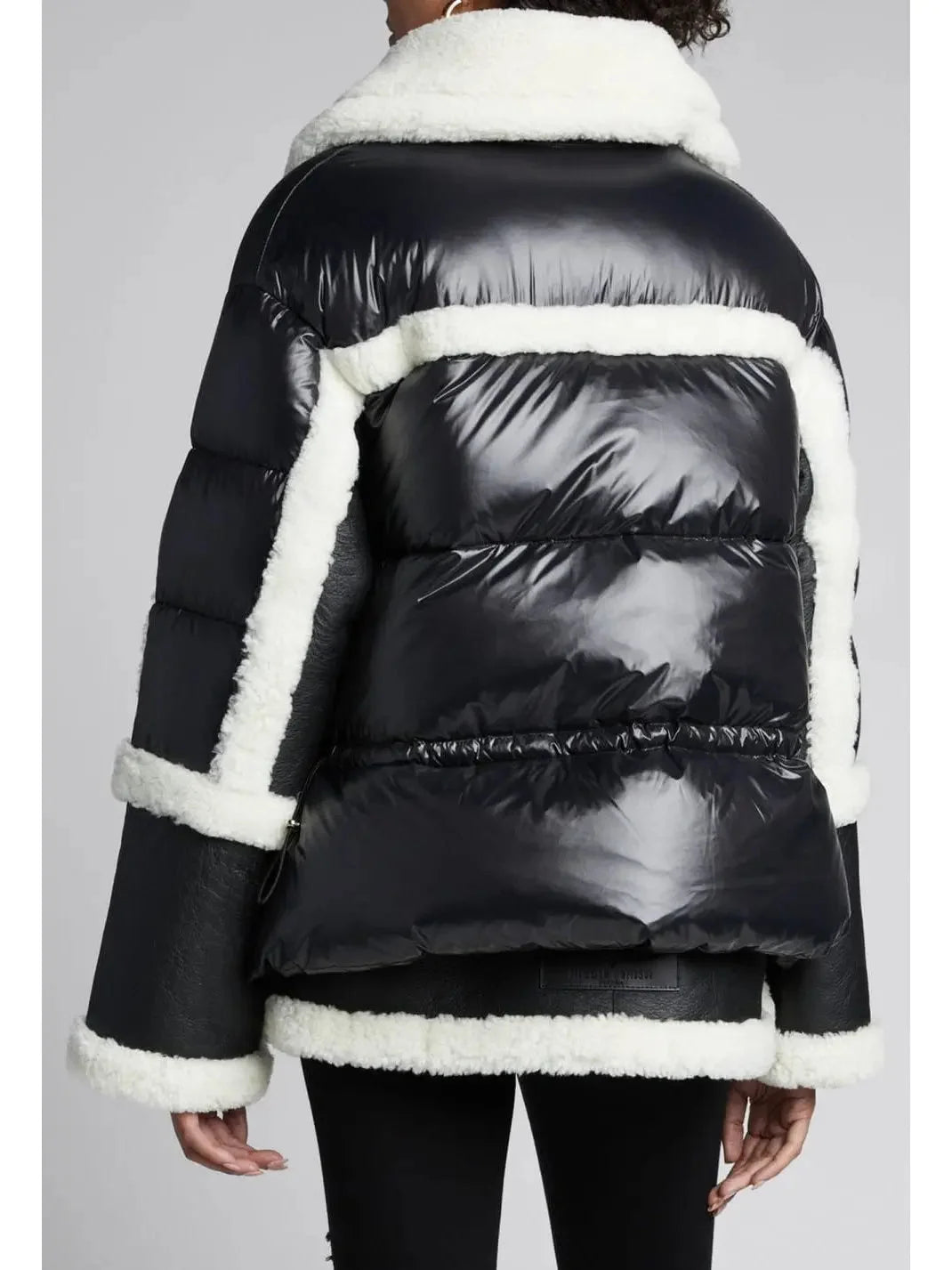 Montmartre Shearling Aviator Down Puffer-Back Jacket Black and White - Jackets