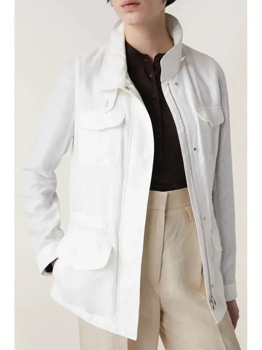 Multi-Pocket Linen Jacket White - Jackets