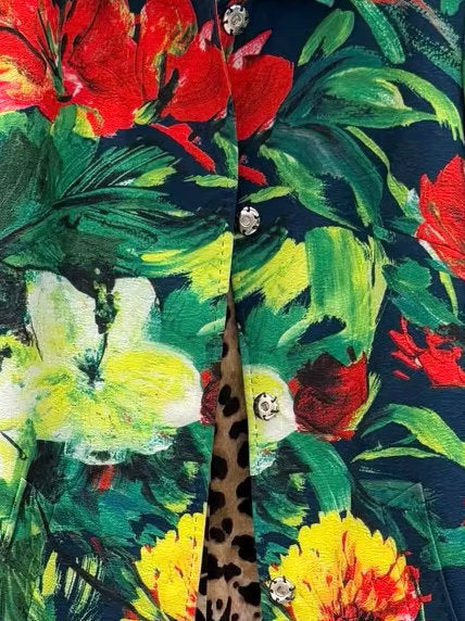 Multicolor Floral Print Single-Breasted Coat - Coats