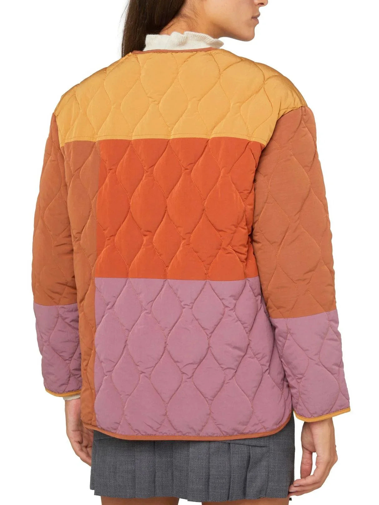Multicolor Quilted Color-Block Patchwork Jacket - Jackets