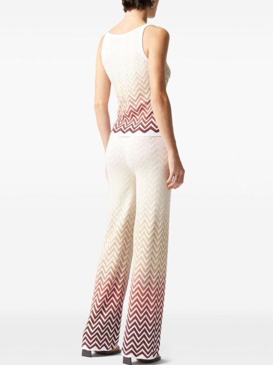 Multicolor Zig-Zag Knit Tank and Pant Set featuring a stylish chevron pattern