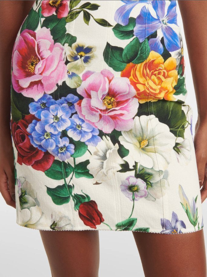 Multicolored Floral-Print White Mini Dress - Dresses