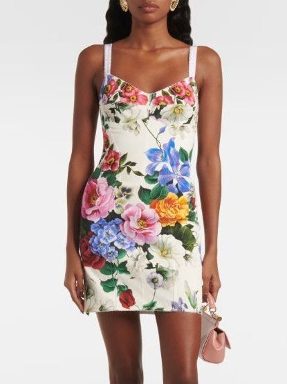 Multicolored Floral-Print White Mini Dress - Dresses