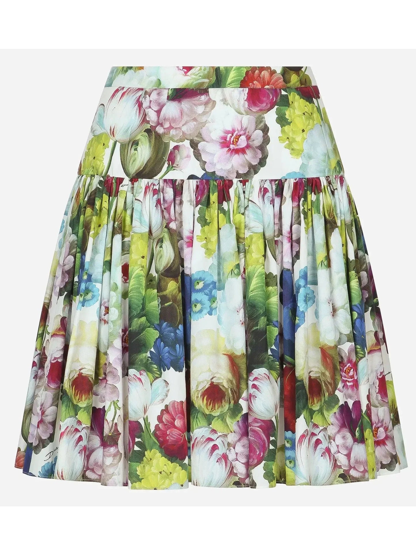 Nocturnal Flower Print Short Cotton Skirt - Skirts