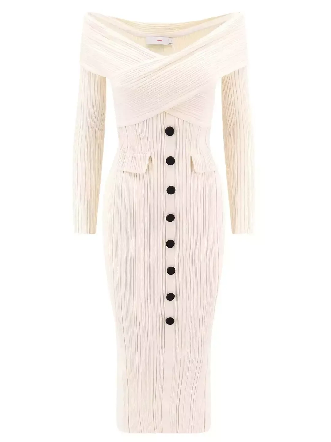 Off-Shoulder Ivory Knit Midi Dress - Dresses