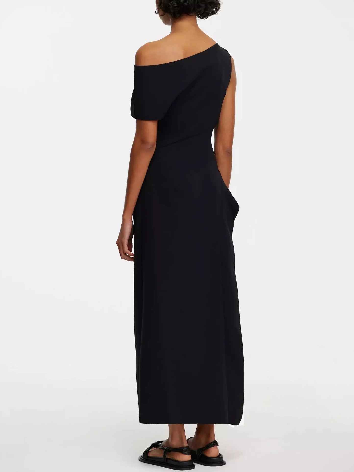 One-Shoulder Bicolor-Contrast Dress - Dresses
