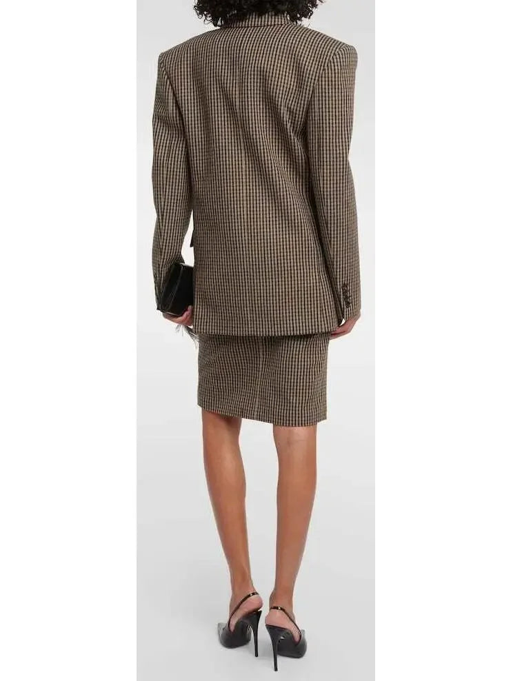 Oversized Checked Wool-Blend Blazer - Jackets
