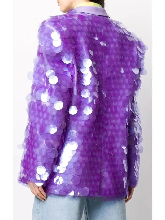 Oversized Sequin Blazer Purple - Jackets