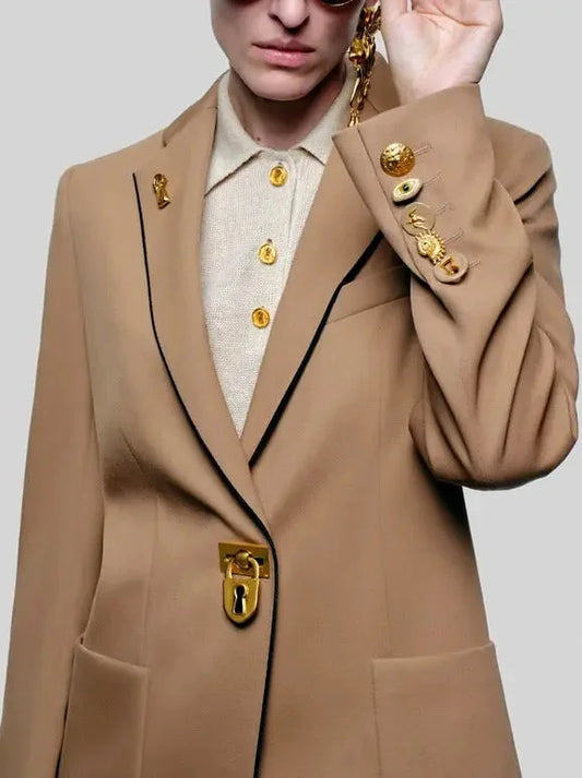 Padlock-Closure Single-Breasted Jacket - Jackets