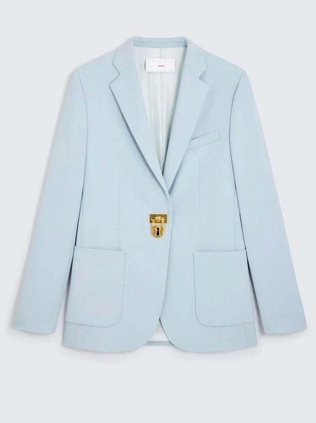 Padlock Single-Breasted Blazer Jacket with Bijoux Buttons - Jackets