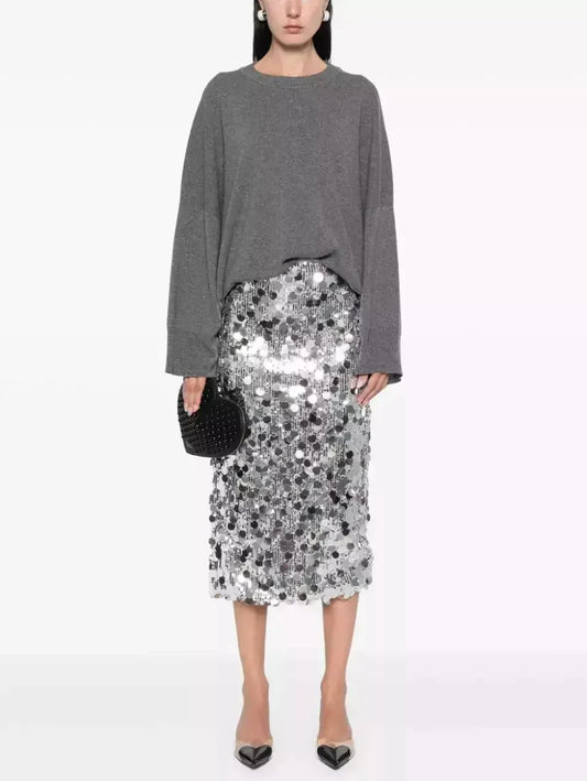 Paillette and Sequin-Embellished Skirt - Skirts