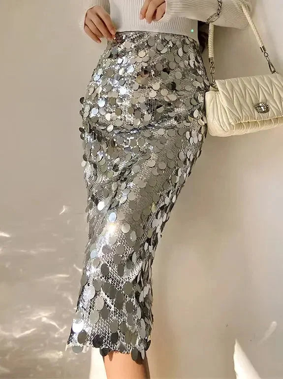 Paillette and Sequin-Embellished Skirt - Skirts