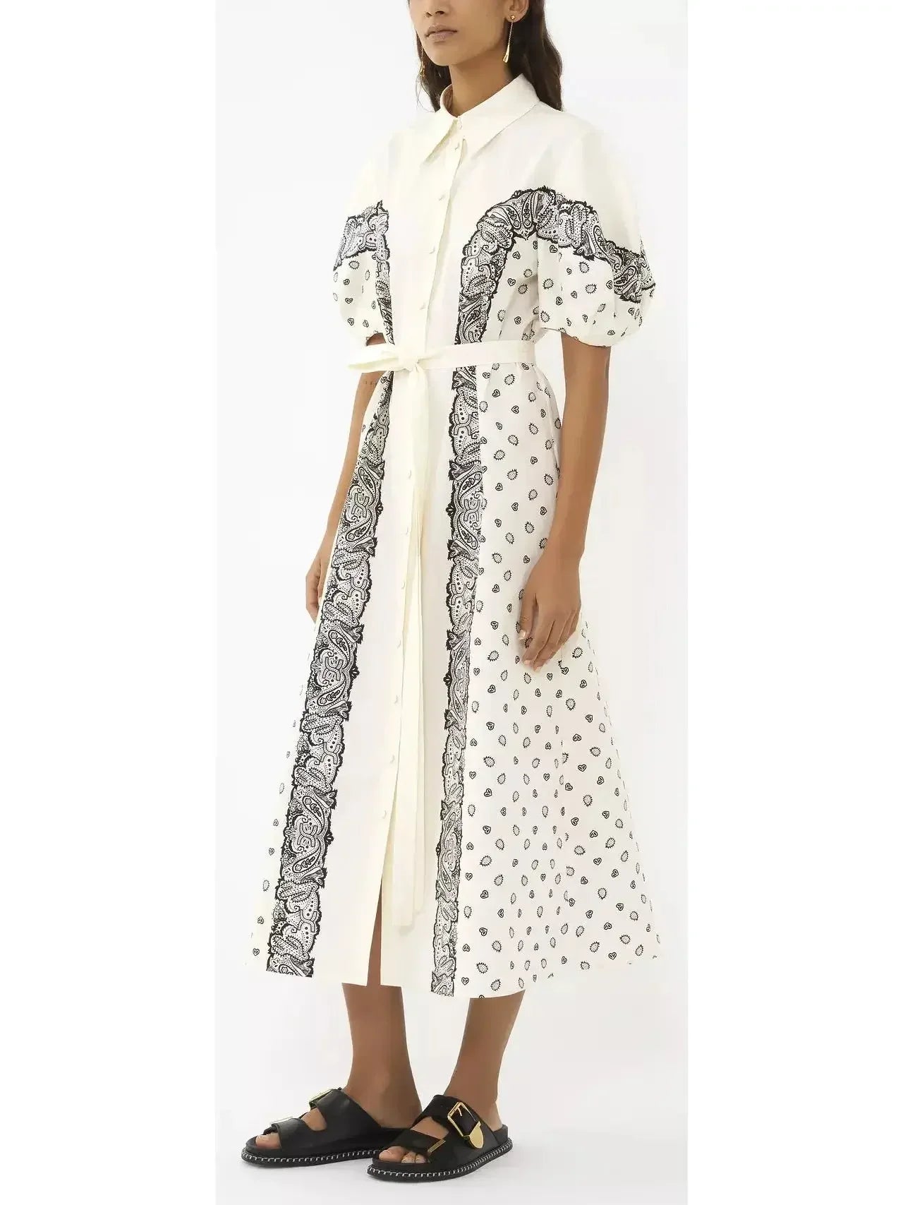 Paisley Printed Balloon-Sleeve Dress - Dresses