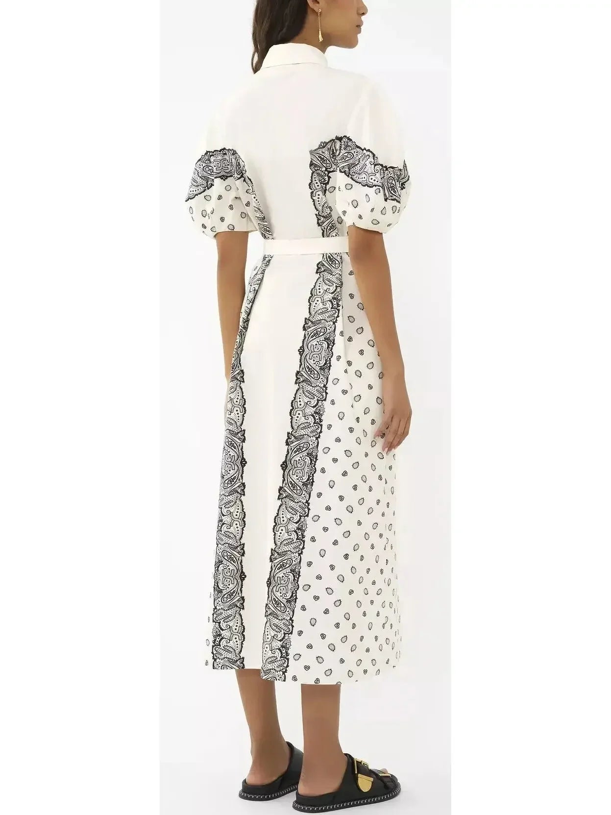 Paisley Printed Balloon-Sleeve Dress - Dresses