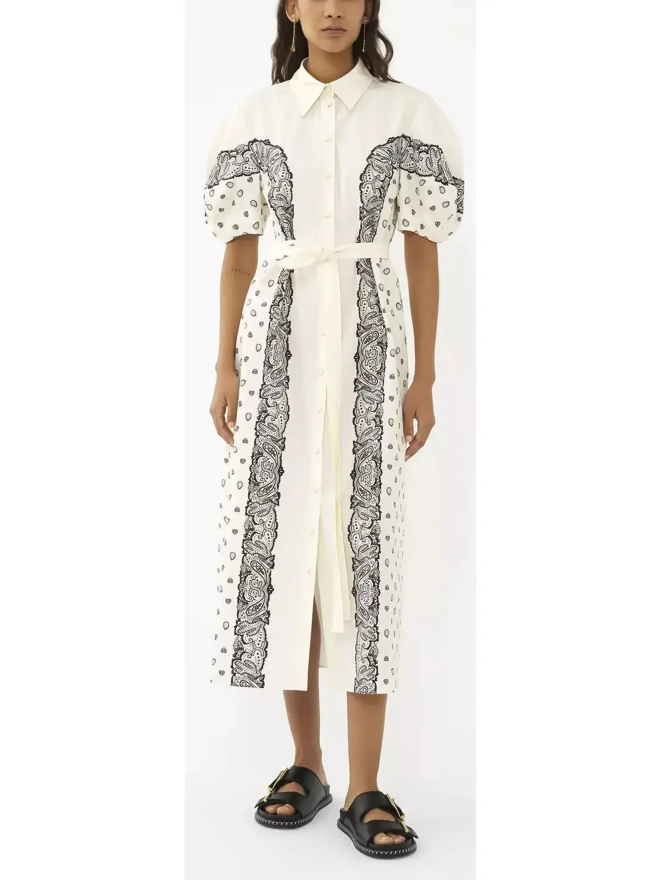 Paisley Printed Balloon-Sleeve Dress - Dresses