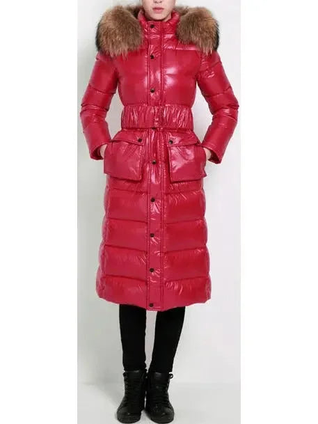Paneled Puffer Coat with Removable Fur Red - xs - Coats