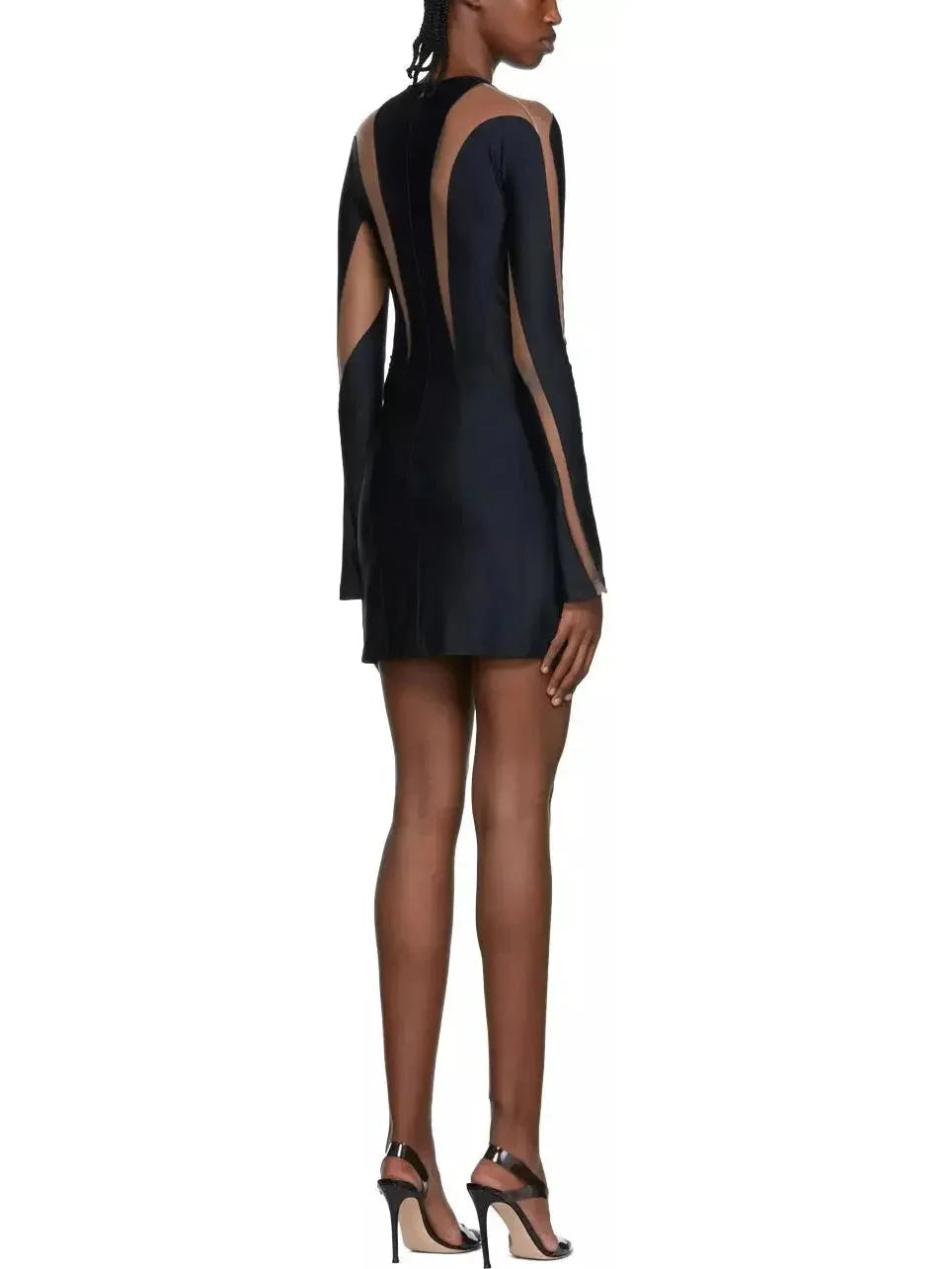 Paneled Sculptured Mini Dress Black - Dresses