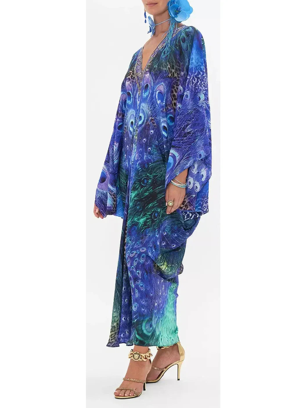 Peacock Rock T Shape Long Kaftan Dress - Dresses