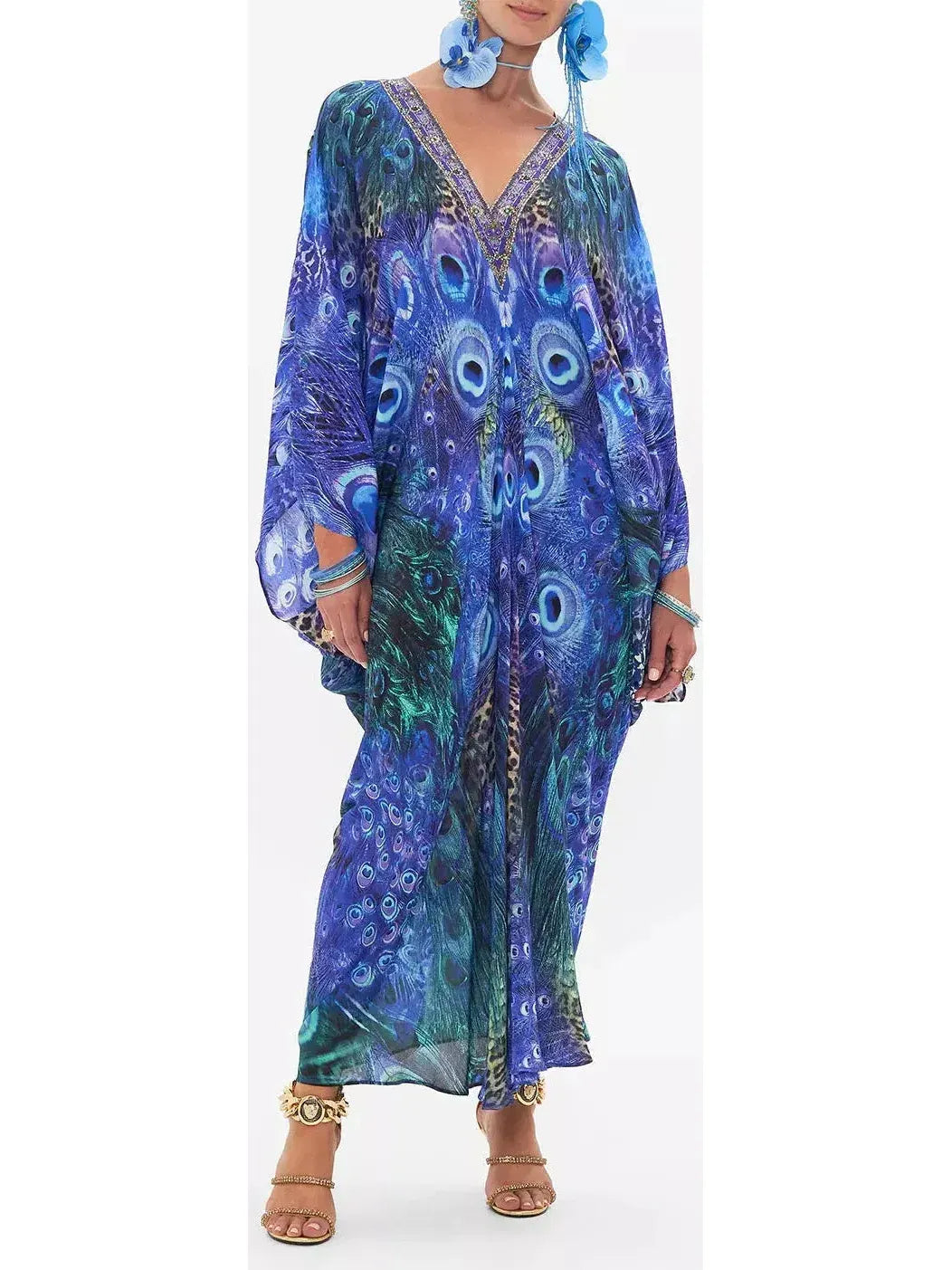 Peacock Rock T Shape Long Kaftan Dress - s - Dresses