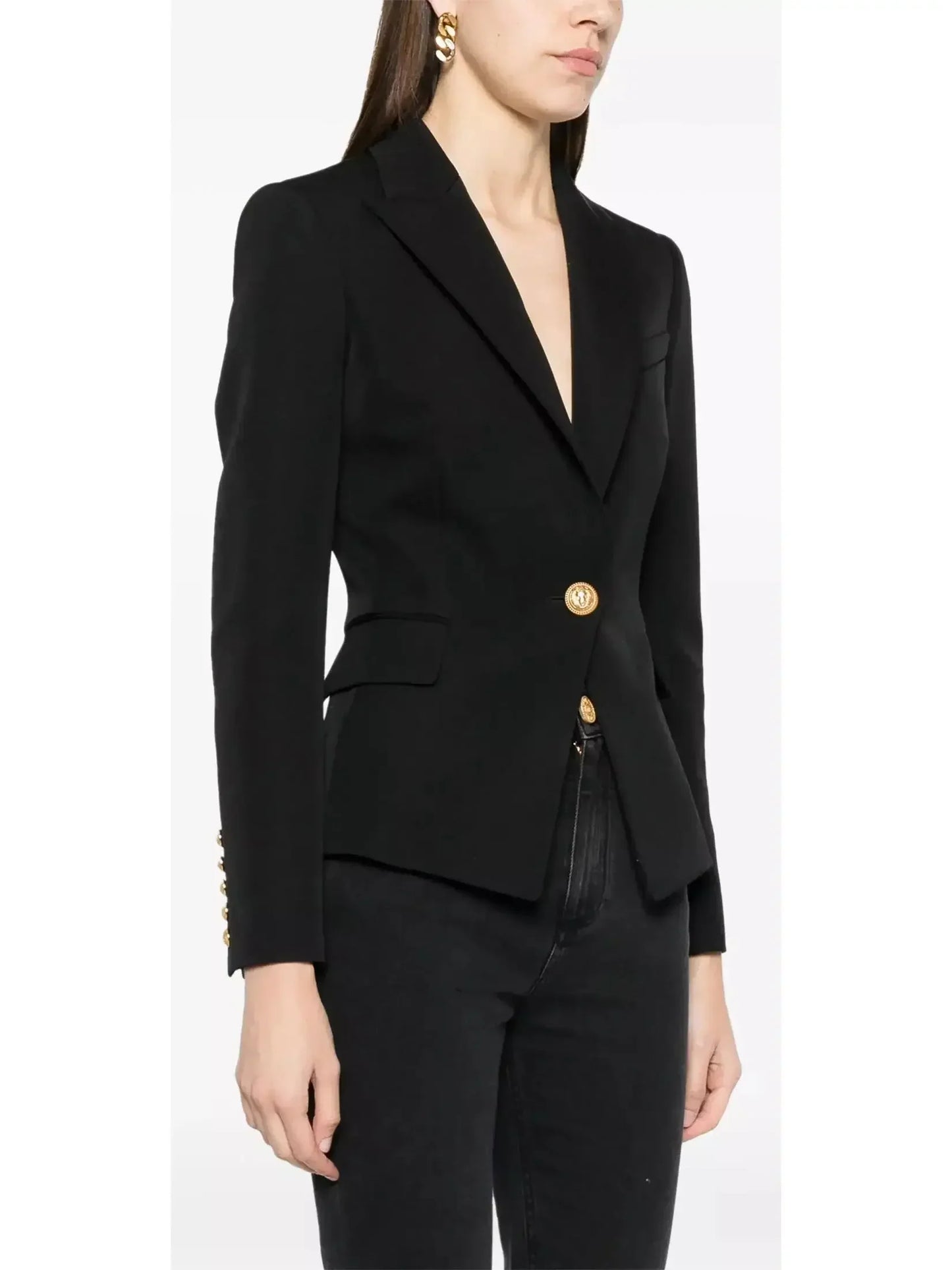 Peplum Crepe Slim-Fit Tailored Jacket - Jackets