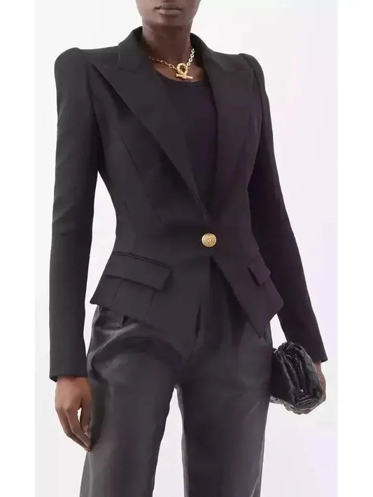 Peplum Crepe Slim-Fit Tailored Jacket - Jackets