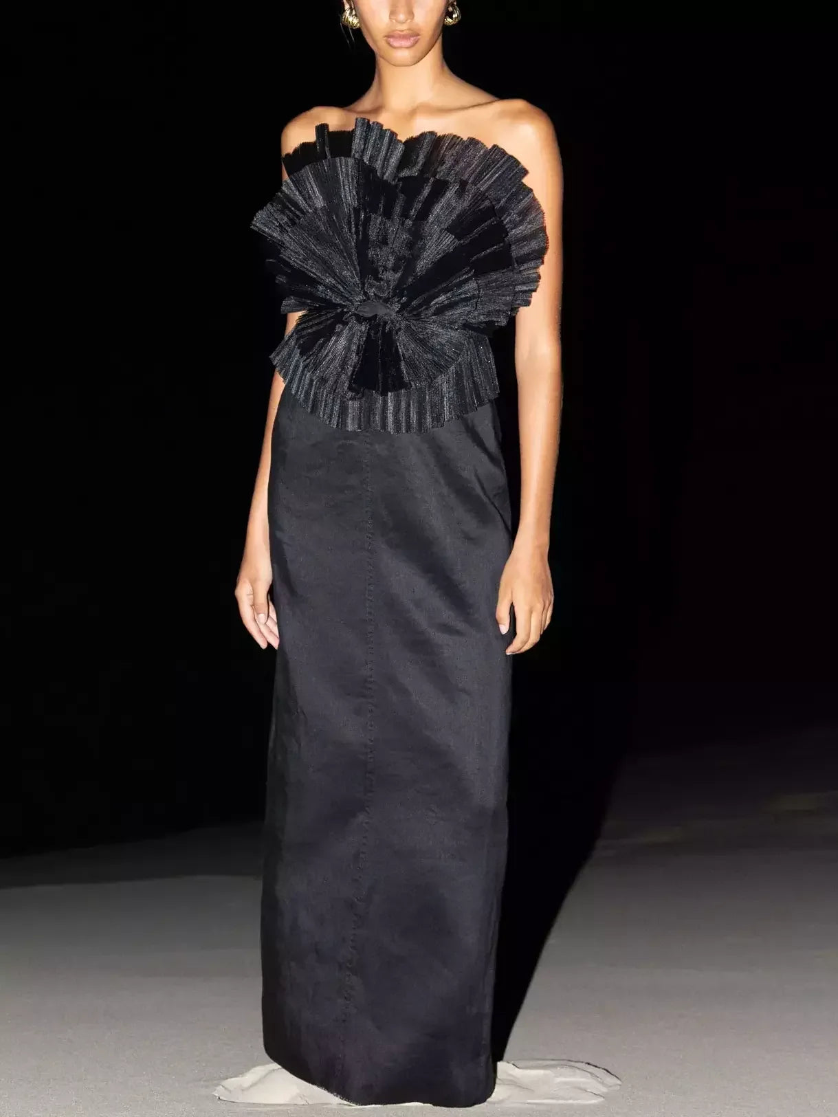 Pleated Frill Bodice Sleeveless Midi Dress - Dresses