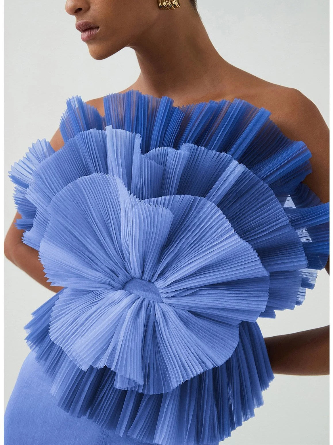 Pleated Frill Bodice Sleeveless Midi Dress - Dresses