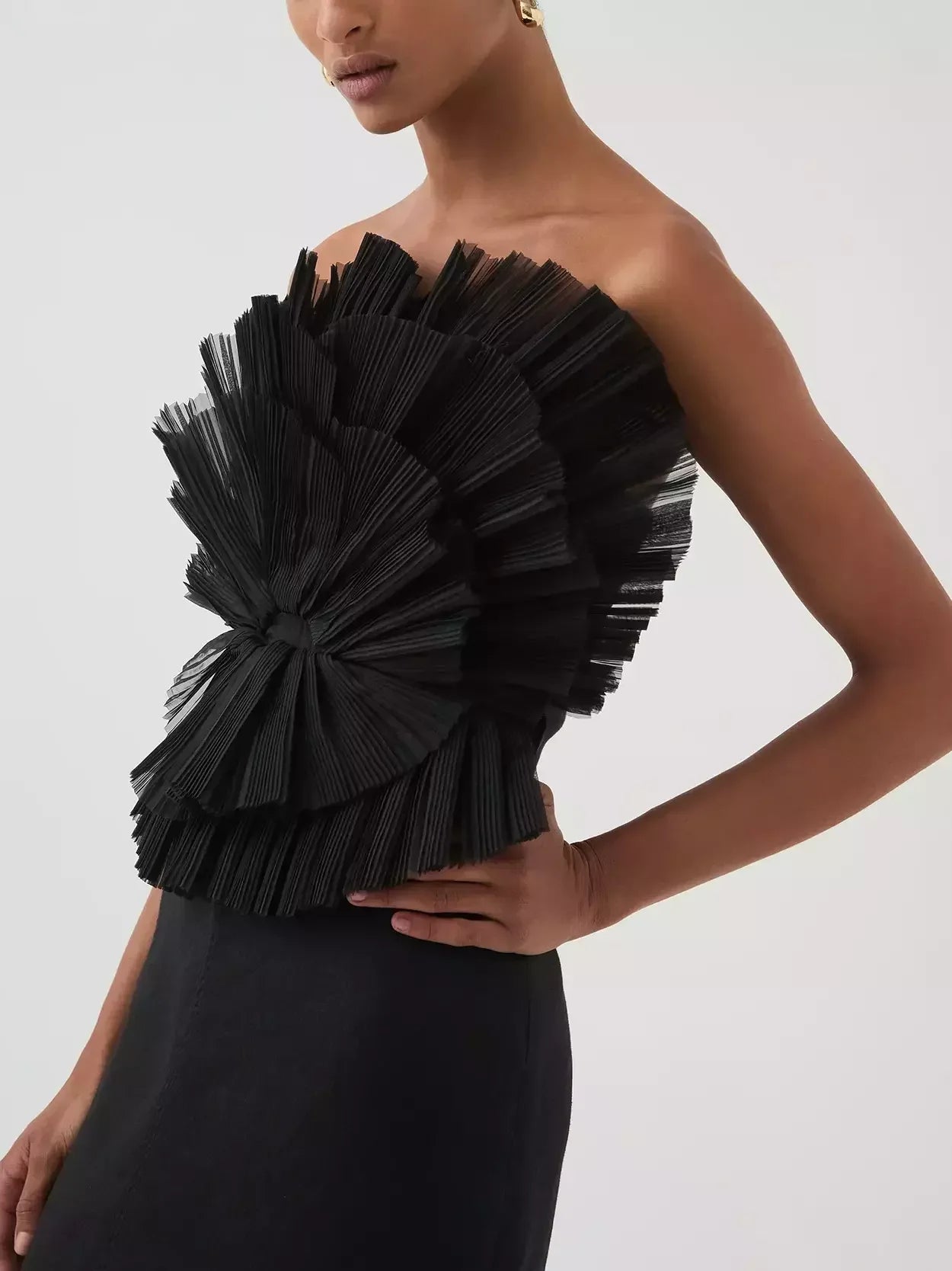 Pleated Frill Bodice Sleeveless Midi Dress - Dresses