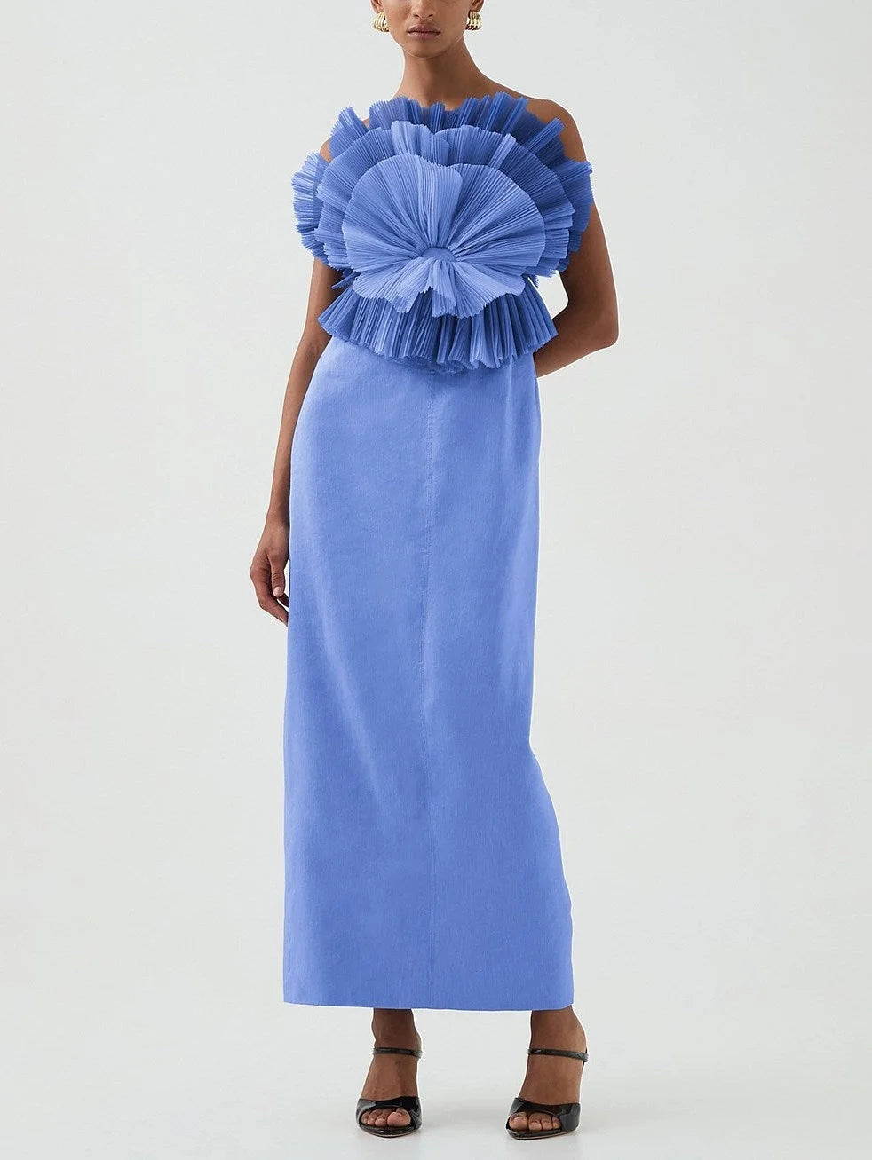 Pleated Frill Bodice Sleeveless Midi Dress - Dresses