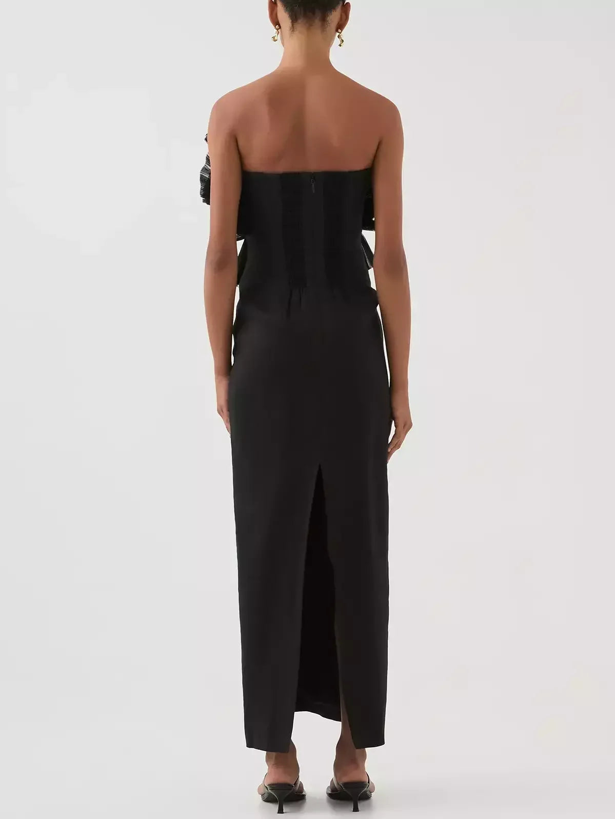 Pleated Frill Bodice Sleeveless Midi Dress - Dresses