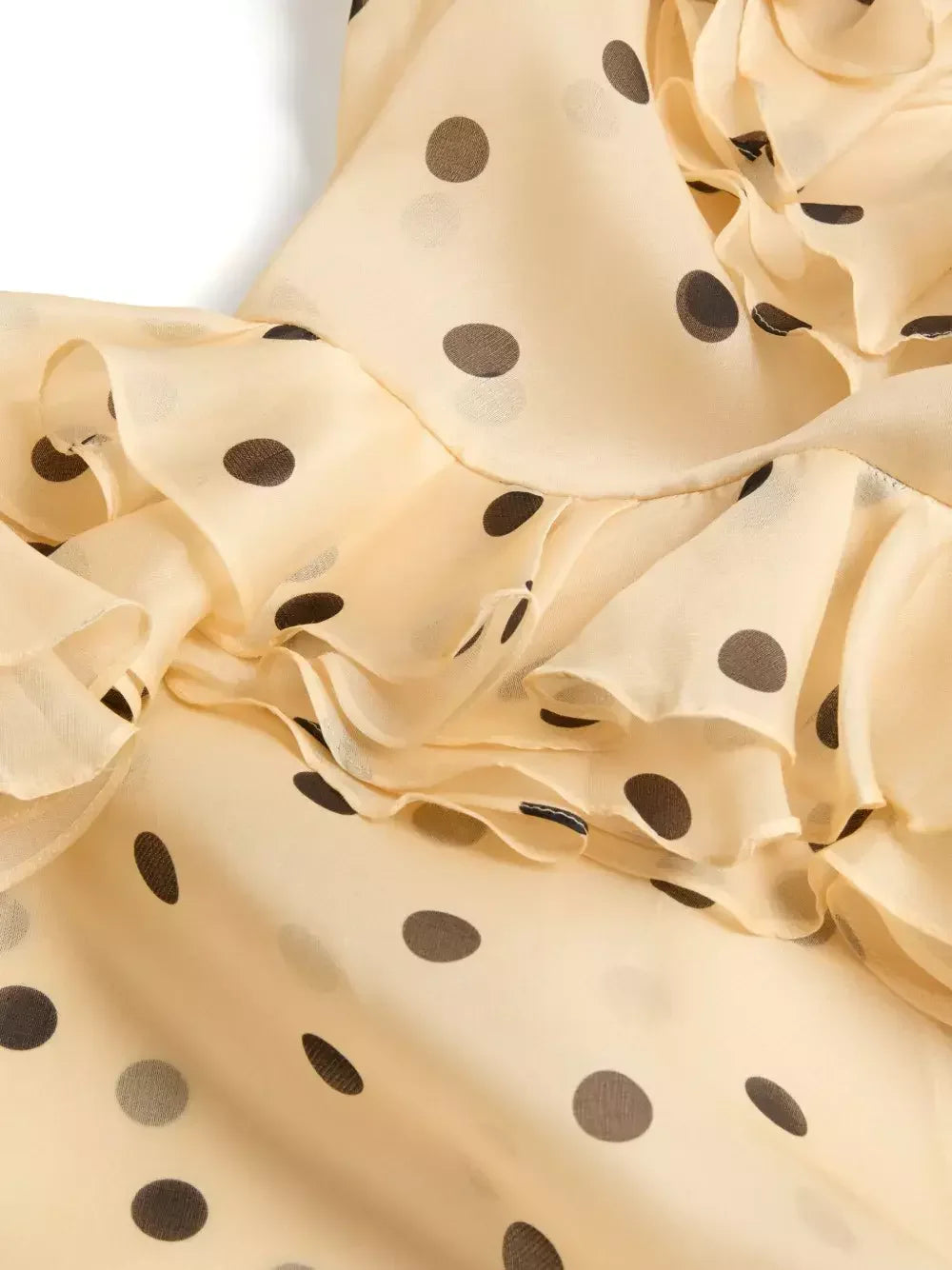 Polka Dot Ruffle Silk Organza Mini Dress - Dresses